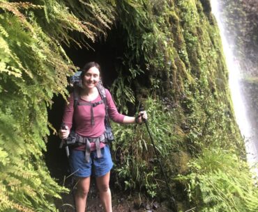 Abby about to enter the tunnel of Tunnel Falls.