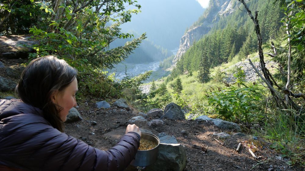 The view from one of the two campsites at Dick Creek on the Wonderland Loop Trail.