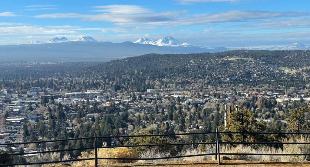 Views of the Cascade Mountains from Pilot Butte in Bend.