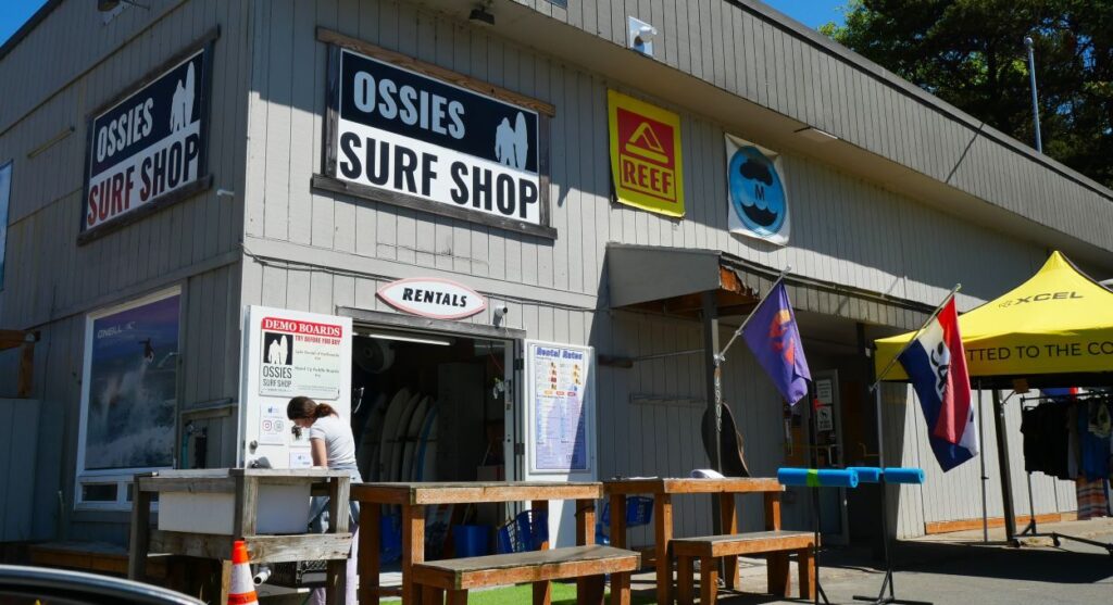 The entrance to Ossie's Surf Shop near Agate Beach Oregon.