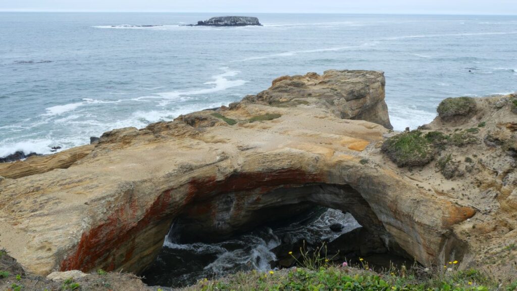 Looking down into Devil's Punchbowl from the viewing area.