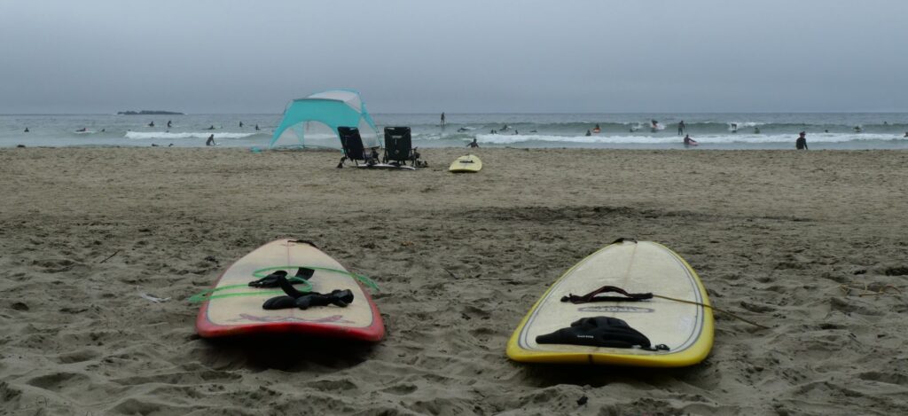 Surfboards on Otter Rock Beach.