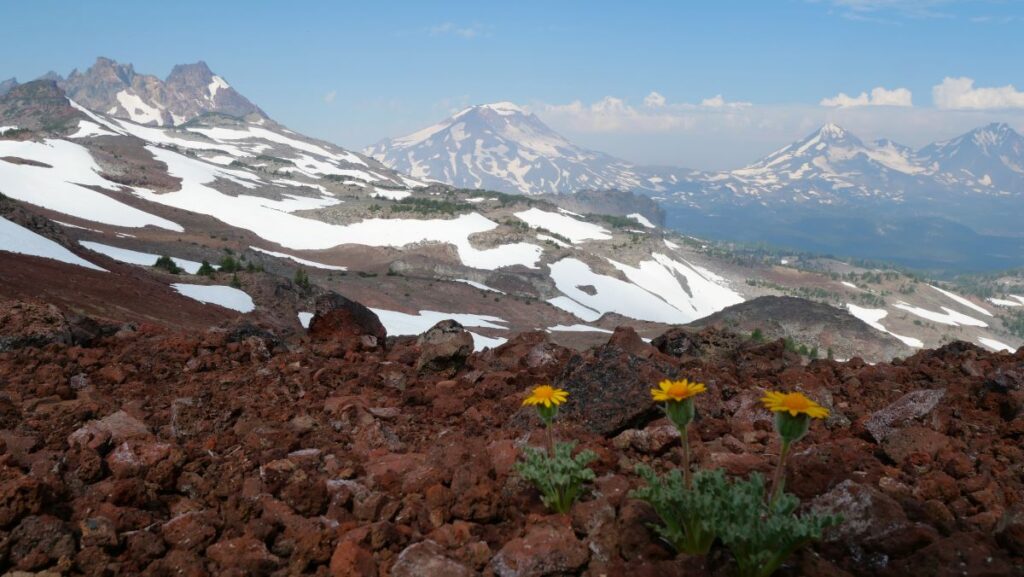 Views of the Three Sisters Mountains from the Tam McArthur Rim Trail.