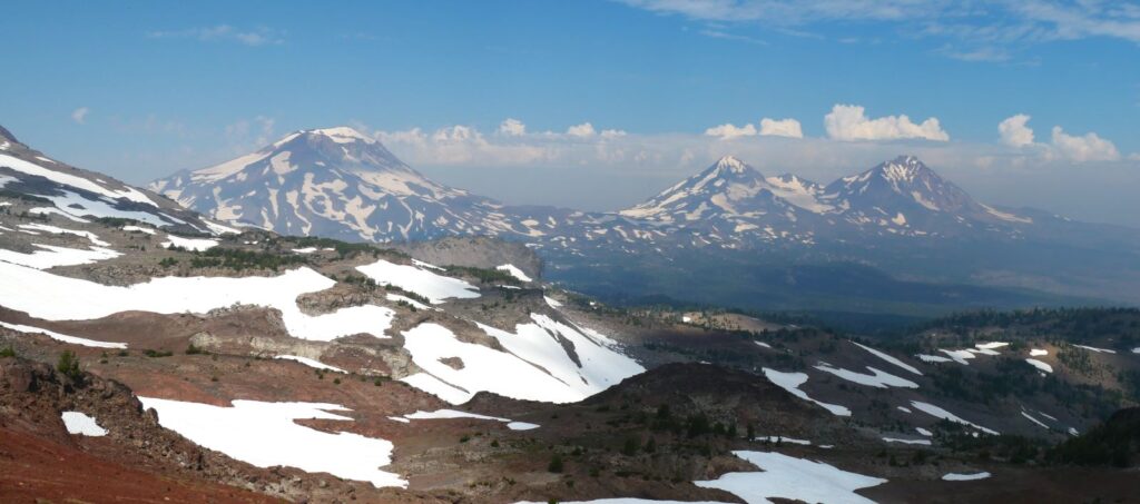 Views of the Three Sisters from Broken Hand on the Tam McArthur Rim Trail. 