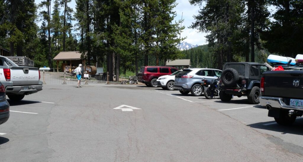 The parking lot at Elk Lake Resort.