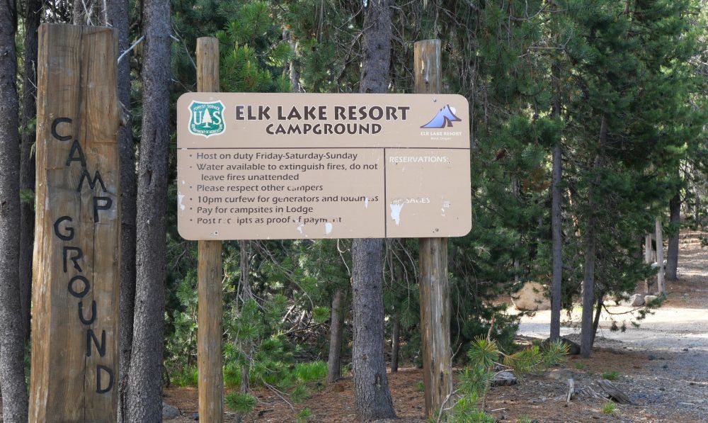 Signage at the Elk Lake Resort Campground.