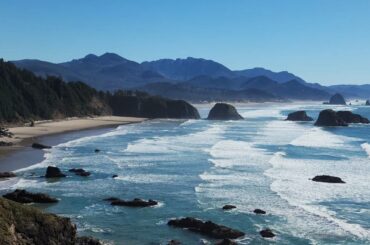 Views looking south from the Ecola State Park Viewpoint. This is the start of some of the best hikes near Cannon Beach.