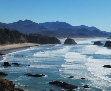 Views looking south from the Ecola State Park Viewpoint. This is the start of some of the best hikes near Cannon Beach.