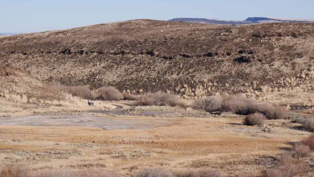 The small valley containing Hart Mountain Hot Springs.  