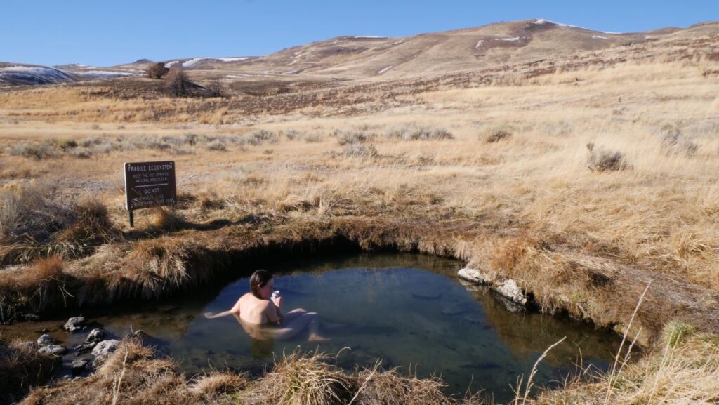 One of the undeveloped pools at Hart Mountain Hot Springs.