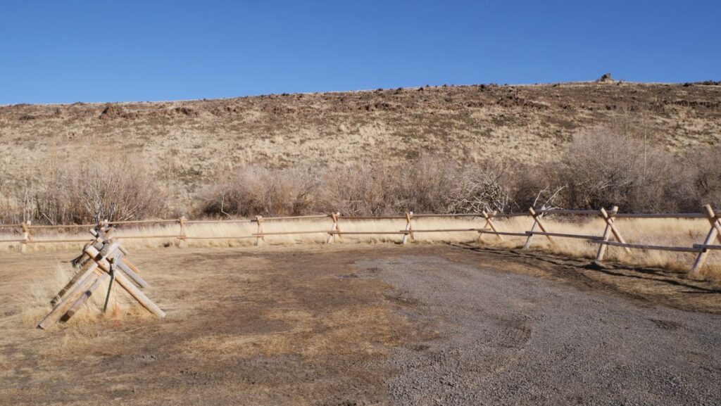 One of the flatter sites at Hart Mountain Hot Springs Campground.